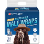 Honeycare Disposable Male Wraps for Senior Dogs, S Size, 40 Count, Super Absorbent, Breathable, Wetness Indicator, Super Deodorization, Cute Suit Suspenders Design